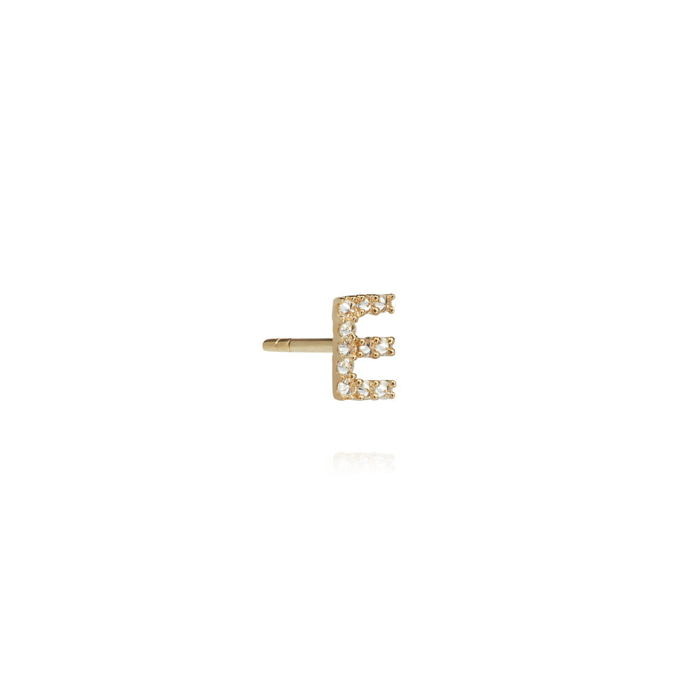 18ct Gold Diamond Initial E Single Stud Earring | Annoushka jewelley
